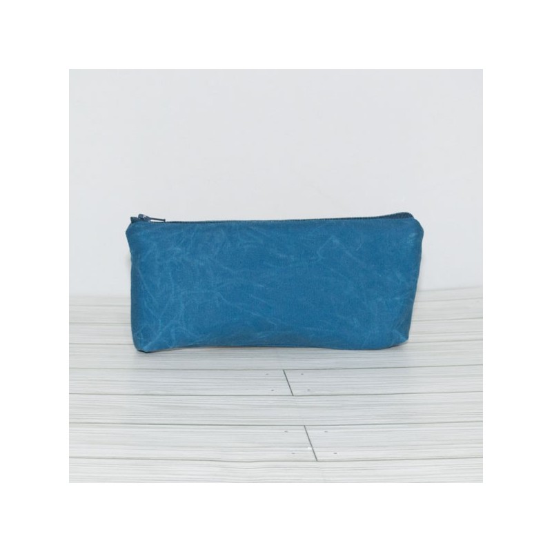 Pencil Pouch, Mosaic Blue Waxed