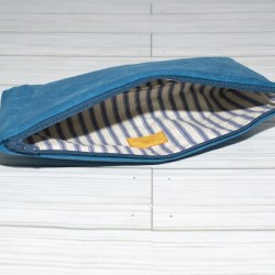 Pencil Pouch, Mosaic Blue Waxed