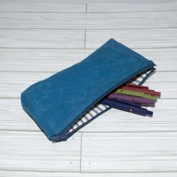 Pencil Pouch, Mosaic Blue Waxed