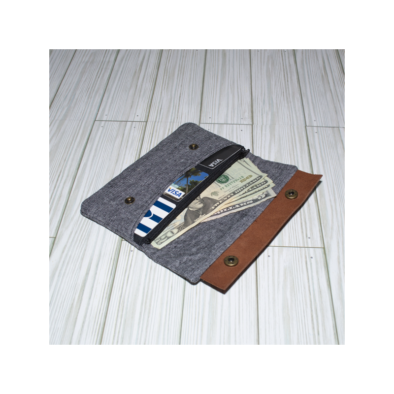 Mia Wallet, Grey Linen