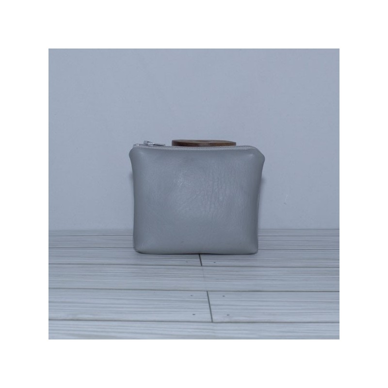 Coin Pouch, Grey Leather