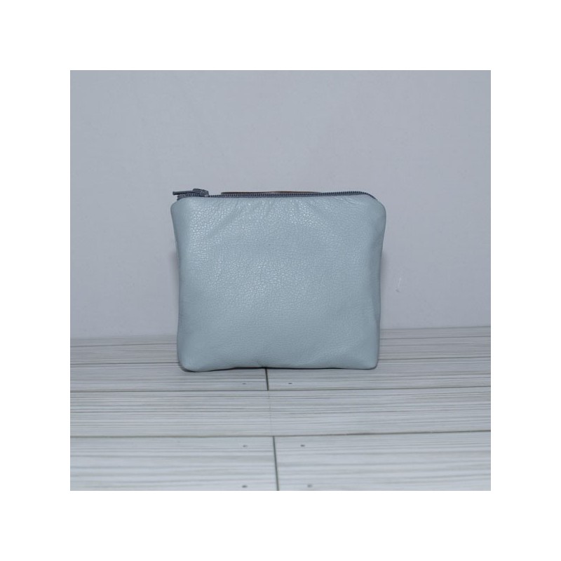 Coin Pouch, Light Blue Leather