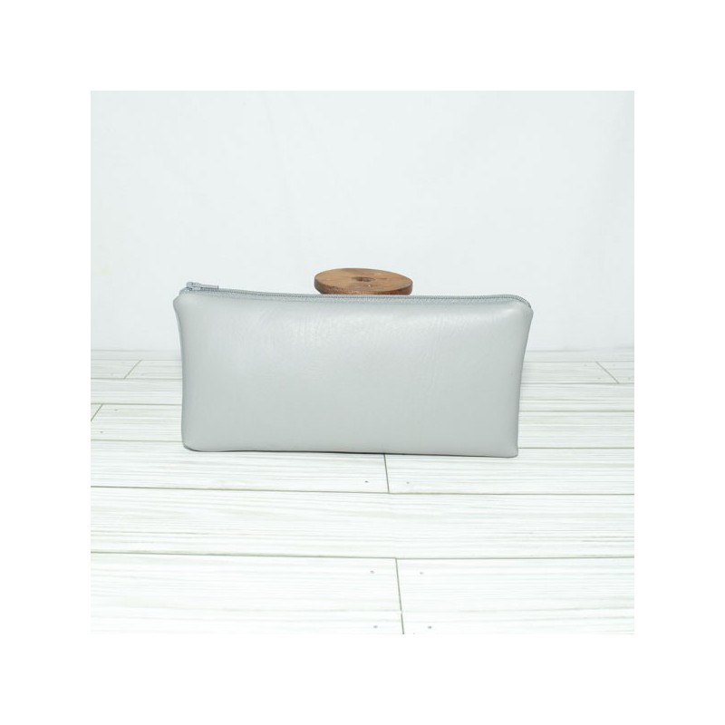 Pencil Pouch, Grey Leather