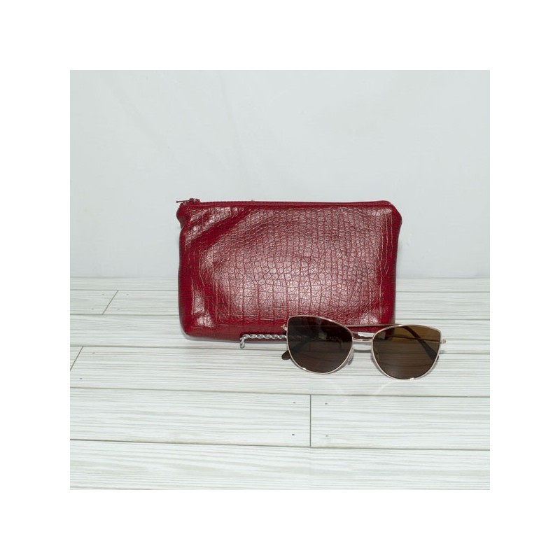 Everyday Pouch, Red Snake Print Leather