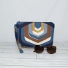 Kellie Wristlet : Blue Damask