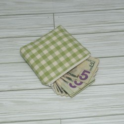 Coin Pouch, Green Gingham