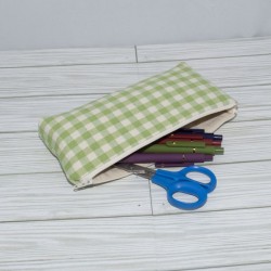 Pencil Pouch, Green Gingham