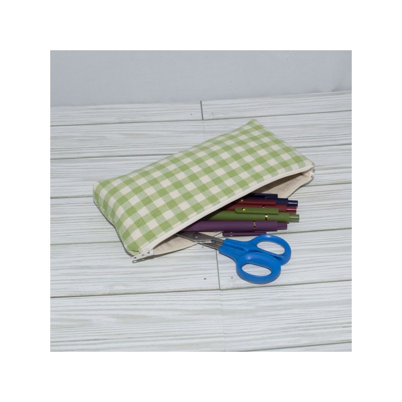 Pencil Pouch, Green Gingham