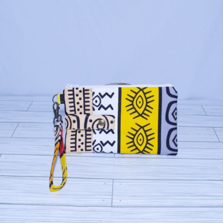 Phone Wristlet: Angola Stripe Yellow, Orange & Grey