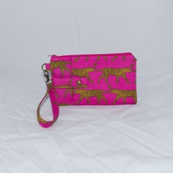 Phone Wristlet, Pink Jaguar