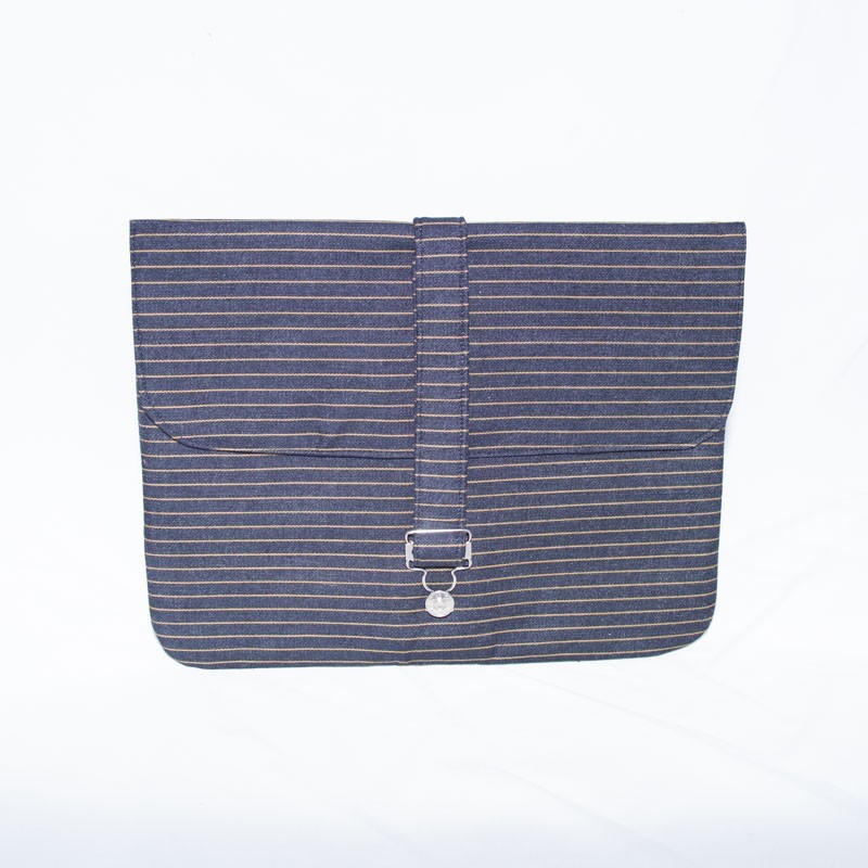 Jillian Tablet Case, Denim Gold Stripe