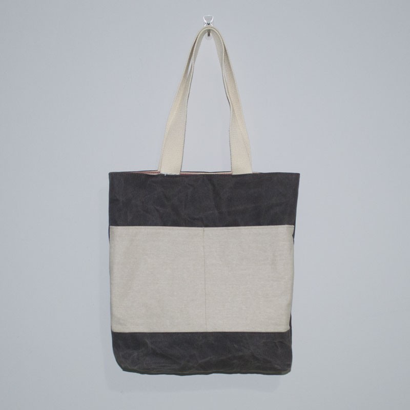 Tate Tote, Tan Linen Pocket