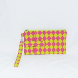 Phone Wristlet: Lime / Pink Diamonds