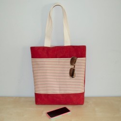 Tate Tote, Red Ticking Stripe