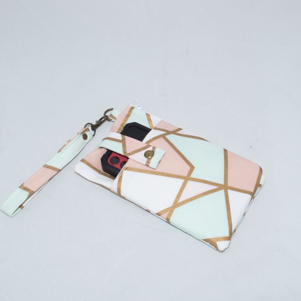 Phone Wristlet: Pastel Gold Geometric