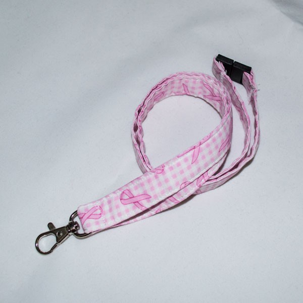 Lanyard : Pink Ribbon on Gingham