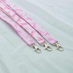 Lanyard : Pink Ribbon on Gingham
