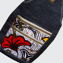 Fielder Sling Pouch: Dark Denim & Ankara Floral