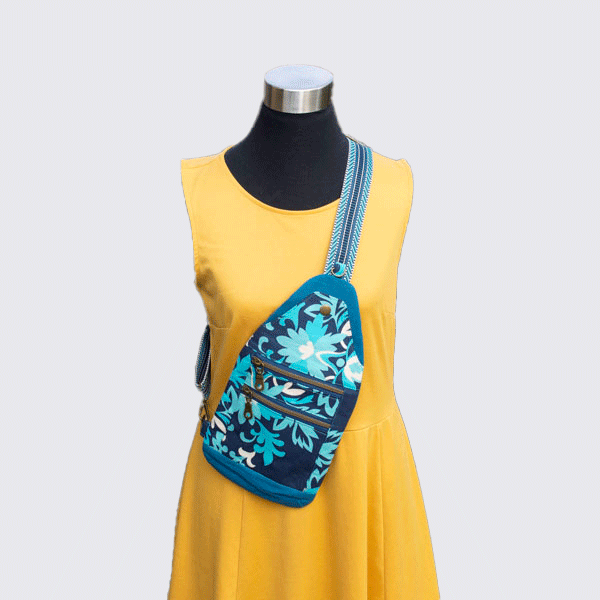 Fielder Sling Pouch: Blue Mosaic & Floral