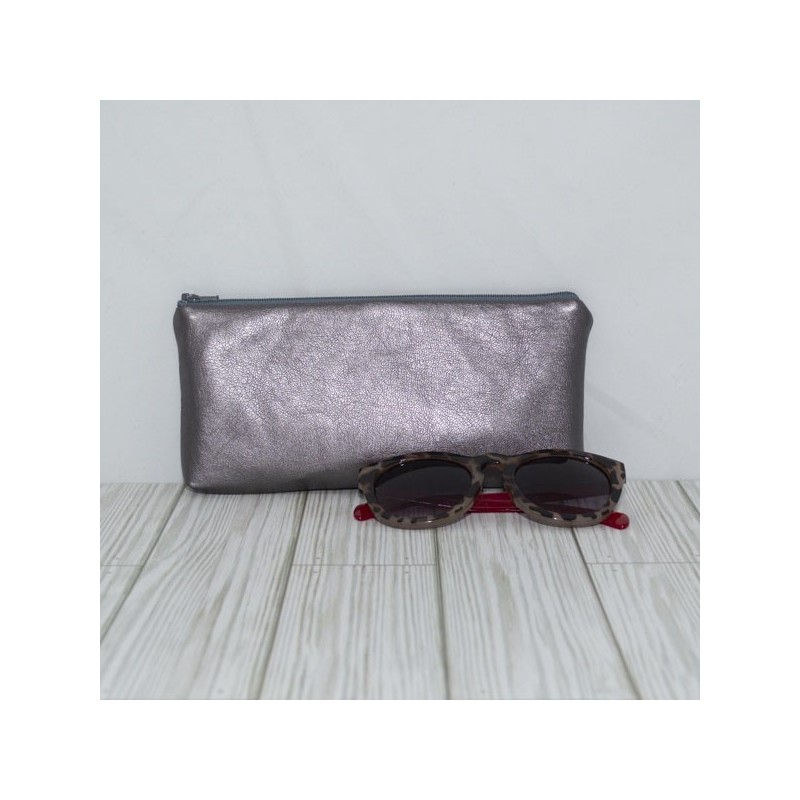 Pencil Pouch, Pewter Shimmer